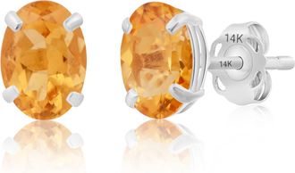 MAX + STONE 14k Yellow or White Gold 7x5mm Oval Stud Earrings with Push Backs