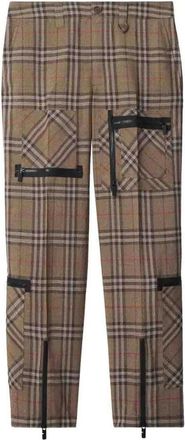 Burberry Pantaloni Cargo a Quadri con Dettagli Zip - - Trousers - Uomo - Marrone - M