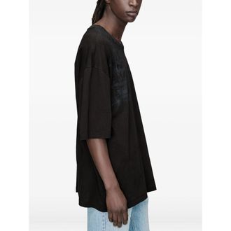 Maison Margiela Logo-Print Washed Cotton T-Shirt - Black