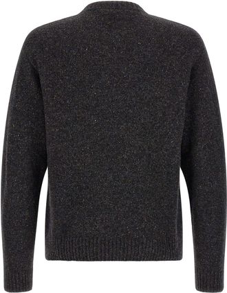 Moschino Logo-Embroidered Boucl&eacute; Knit Sweater - Gray