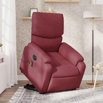 vidaXL Vidaxl - Sill&oacute;n De Masaje El&eacute;ctrico Reclinable Elevable Tela Rojo Tinto