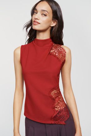 Maeve Asymmetrical Lace Ponte Top