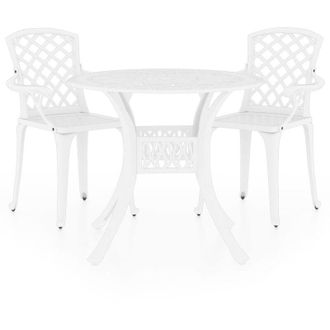 vidaXL 3 Piece Bistro Set Cast Aluminium White vidaXL