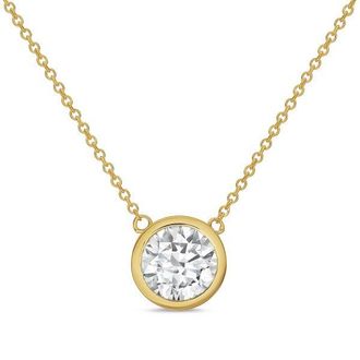 Diana M. Jewels 14kt yellow gold lab grown round diamond cut bezel pendant weighing 1.00 ct