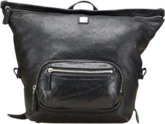 MCM Pre-owned Backpacks, female, Black, Size: ONE SIZE Pre-owned Leather Backpack