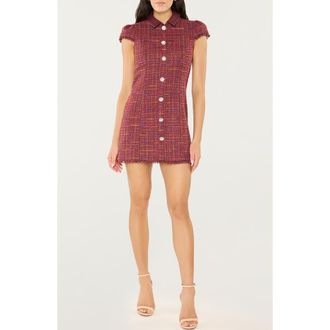 LIKELY Riello Fringe Tweed Minidress in Wine Multi at Nordstrom Rack, Size 10