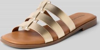 Tamaris Tamaris Pantoletten aus echtem Leder in Gold, Gr&ouml;&szlig;e 36