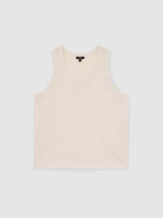 Reiss Off White Textured Crew Neck Ribbed Vest, Xxl