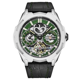 Stührling Mens Dual Time Automatic Navigator 46mm Skeleton - Green - One Size