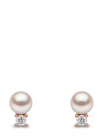 Yoko London Orecchini in oro rosa 18kt con diamanti e perle Akoya