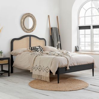 Birlea Rattan Wooden Bed Frame Leonie Bedstead in Black | Size: Super King