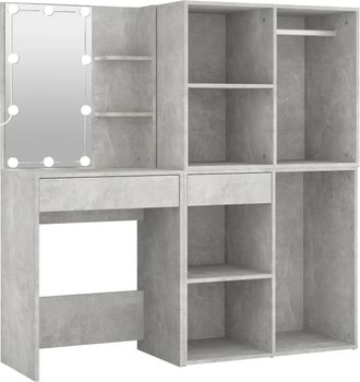 vidaXL Vidaxl - Tocador Con Led Y 2 Armarios Madera Contrachapada Gris Hormig&oacute;n