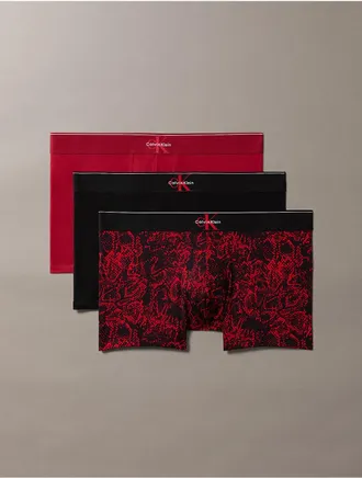Calvin Klein Mens Graphic Monogram Cotton Stretch 3-Pack Trunk - Multi - XL