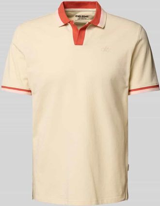 Blend Regular Fit Poloshirt mit V-Ausschnitt Modell Evo in Sand, Gr&ouml;&szlig;e S