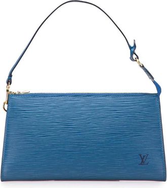 Louis Vuitton Pre-owned Handbags, female, Blue, Size: ONE SIZE Pre-owned Stylish Leather Shoulder Bag with Secure Zipper Closure