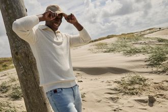 Bruno Banani Troyer BRUNO BANANI, Herren, Gr. XXL (60/62), ecru, Strick, Obermaterial: 50% Baumwolle, 50% Polyacryl, unifarben, regular fit, Rippb&uuml;ndchen, Pullover