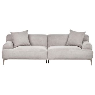 Beliani Sof&aacute; De 3 Plazas De Tela Sala De Estar De Estilo Moderno Patas De Metal Gris Claro Matila