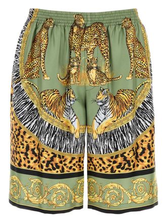 Versace Zijden bermuda shorts met print - Groen