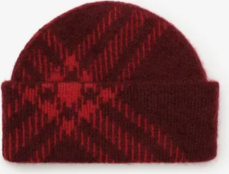 Burberry Check Mohair Wool Blend Beanie