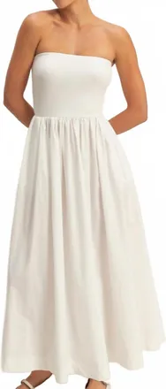HYFVE Strapless Flowy Midi Dress In White