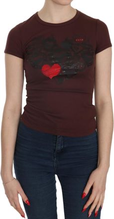 Exte Hearts Short Sleeve Casual T-shirt Womens Top