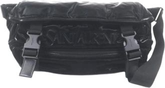 Saint Laurent Pre-owned Paris Embroidery Nylon Sling Bag - Heren - Vintage Heuptassen - Zwart - ONE Size - Nylon - Vintage