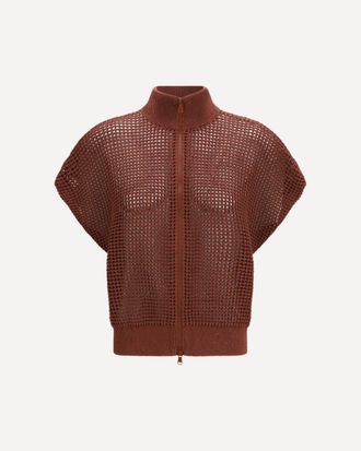 Brunello Cucinelli Cotton mesh Cardigan with Dazzling Details Female S