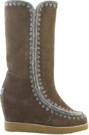 Mou Eskimo French Toe Wedge Tall - Dames - Sleehakken - Bruin - 40 EU - Leer - Schoenen
