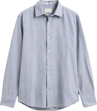 GANT Camicia Flanella M&eacute;lange a Righe - - Shirts - Uomo - Blu - L