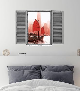 Queence Wandtattoo »Piratenschiff« Wandsticker, Wandbild, selbstklebend, 3D, Fenster