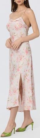 ASTR the Label Cowl Neck Slipdress in Blush Floral at Nordstrom Rack, Size X-Large