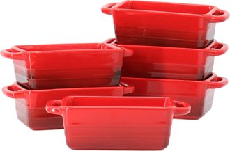 Crock-pot Crock Pot Appleton 6 Piece 12 Ounce Stoneware Mini Loaf Pan Baker Set in Gradient Red