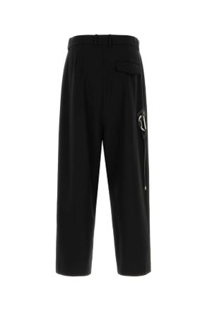 Loewe Mens Black Cotton Wide-Leg Pant Exterior: Pantaloni