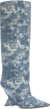 The Attico denim-print heeled boots - women - Calf Leather/Goat Skin/Bovine Leather - 38 - Blue
