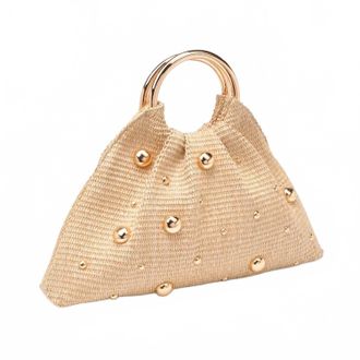Urban Expression Womens Straw Studded Evening Bag In Natural