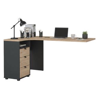 Dmora Escritorio Pinot, Escritorio Multiusos, Mesa De Oficina Para Pc, El Plan De Trabajo, 150x100 H76 Cm, Roble Y Gris - Dmora