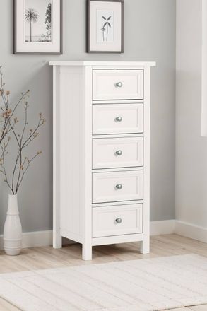 Julian Bowen Maine 5 Drawer Tall Chest in White