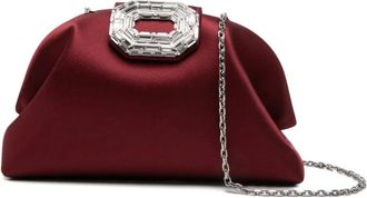 Amina Muaddi Camelia embellished clutch bag - Red