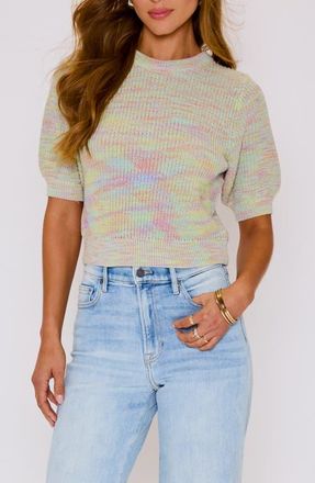 VICI Collection Eye Candy M&eacute;lange Puff Sleeve Cotton Sweater in Multi at Nordstrom, Size X-Small
