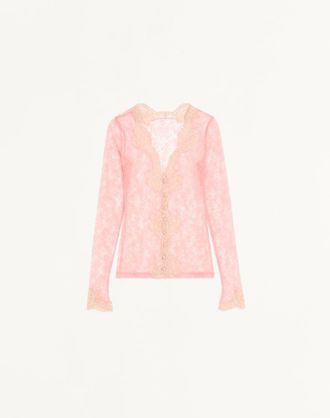 Valentino Cardigan In Pizzo Stretch Donna ROSA XL
