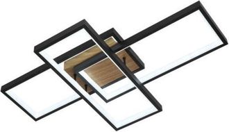 Fabrilamp Plafoniera LED 104W 11440lm 3000-6500K 62cm Nero/Legno Dimmerabile Serie Madaleta