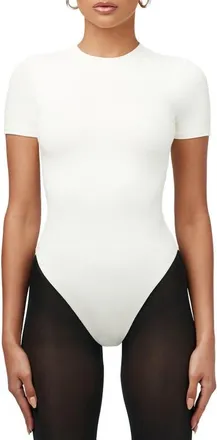 Naked Wardrobe NW Mock Neck Bodysuit in Off White at Nordstrom, Size X-Small