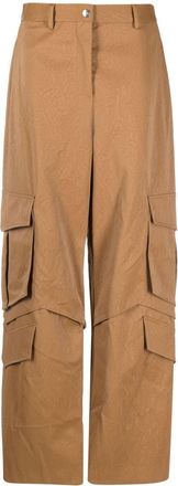Msgm multi-pocket cargo trousers - women - Polyester/Viscose - 40 - Brown