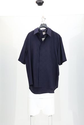 Dior Mens Shirt Cannage Navy Blue Lyocell