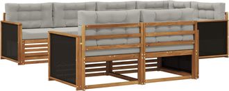 vidaXL Conjunto De Sof&aacute;s De Exterior 7 Uds. Natural Y Gris Claro Vidaxl