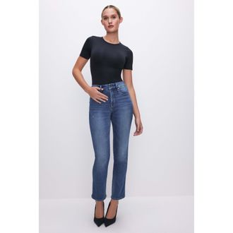 Good American Womens Good Straight Compression Jeans | Indigo, Size 30 Plus | Good American by Khlo&Egrave; Kardashian
