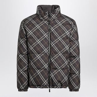 Burberry Brown Reversible Down Jacket With Check Pattern
