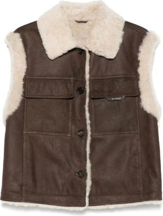 Brunello Cucinelli Bruine Shearling Mouwloos Vest - Dames - Bodywarmers - Bruin - S - Jassen