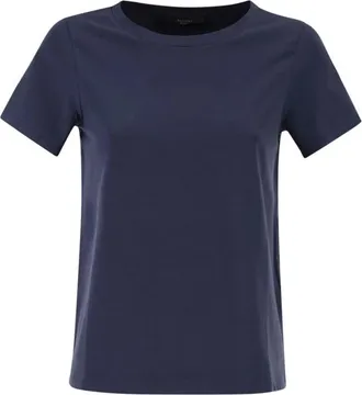 Max Mara Crew Neck Katoenen T-shirt - Dames - T-shirts - Blauw - S - Katoen - Tops