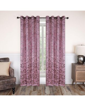 Superior 52X120 Leaves Modern Bohemian Blackout 2Pc Curtain Panel Set